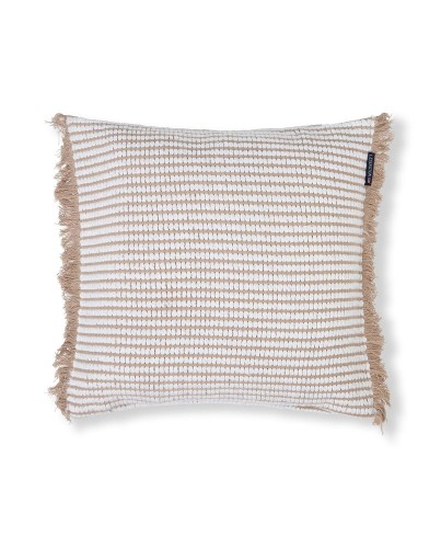 Poszewka Heavy striped organic cotton pillow cover, beige/white Lexington 