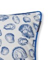 Poszewka Shell printed organic cotton pillow cover, white/blue Lexington