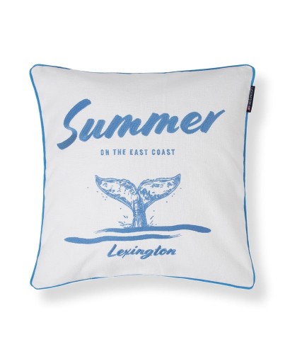 Poszewka Summer whale organic cotton pillow cover, white/blue  Lexington