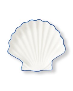 Talerz  muszla Stoneware shell small dish, white/blue Lexington   