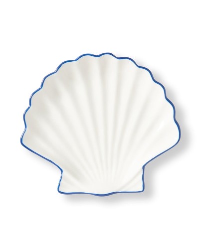 Talerz  muszla Stoneware shell small dish, white/blue Lexington   