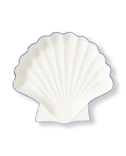 Talerz  muszla Stoneware shell platter, white/blue  Lexington  L