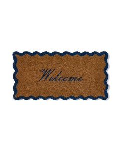 Wycieraczka Welcome coir fibre door mat, natural/blue  90x45 Lexington  