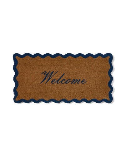 Wycieraczka Welcome coir fibre door mat, natural/blue  90x45 Lexington  