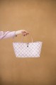 torba na zakupy Mini Motif Bag Handed By blush with white S