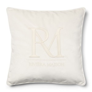 Poduszka RM Mongram Velvet white Riviera Maison 50x50