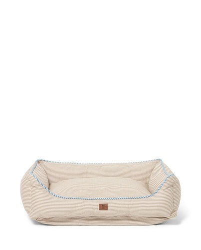 Legowisko dla psa Dog bed in striped organic cotton, beige/white Lexington