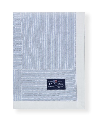Narzuta Stripe checked organic cotton jacquard bedspread, blue/white  Lexington 260x240 
