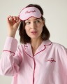Opaska do spania Pinstriped organic cotton sleep mask, pink/white Lexington