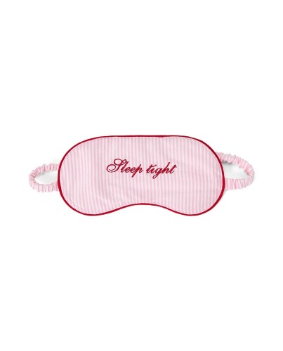 Opaska do spania Pinstriped organic cotton sleep mask, pink/white Lexington 