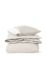 Zestaw pościeli Striped cotton percale bed set, olive/white 150x210/50x70