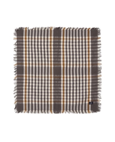 Serwetka Checked linen/cotton napkin with fringes, gray/fudge Lexington    