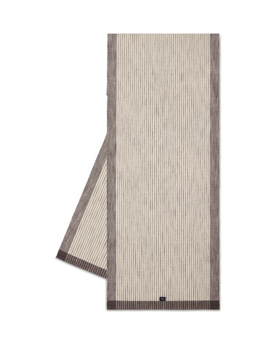 Bieżnik Striped organic cotton rib runner, dark gray/white Lexington  50x250