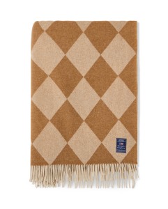 Pled Argyle recycled wool throw, fudge/white  Lexington  
