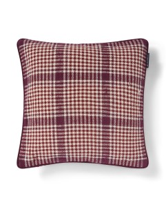Poszewka Checked recycled cotton pillow cover, fig/wine/beige Lexington 50x50