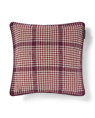 Poszewka Checked recycled cotton pillow cover, fig/wine/beige Lexington 50x50