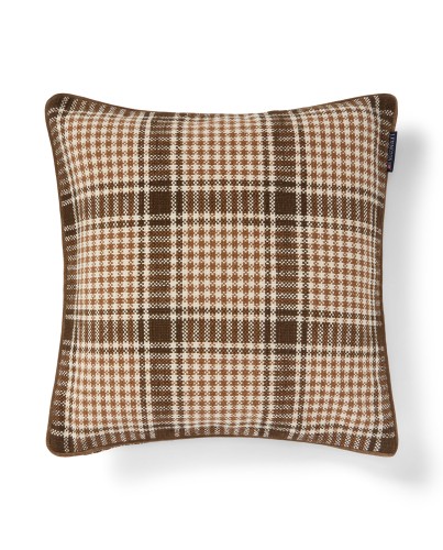 Poszewka Checked recycled cotton pillow cover, brown/fudge/beige Lexington 50x50 