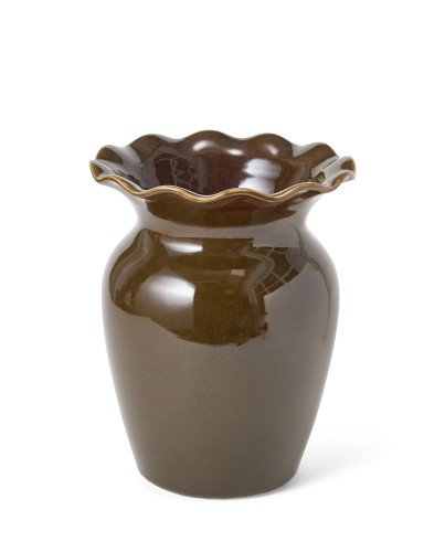 Wazon Stoneware wavy vase, brown olive Lexington  