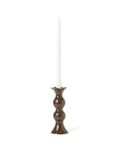Świecznik Stoneware wavy candle holder, brown olive Lexington   