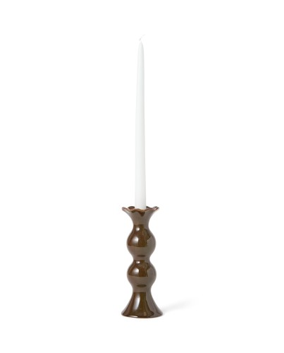 Świecznik Stoneware wavy candle holder, brown olive Lexington   