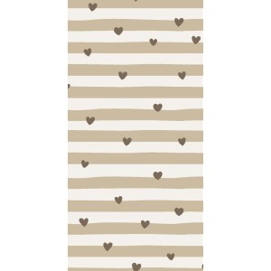 Papierowe serwetki brown hearts and natural stripes IB Laursen 10 x 20 cm   