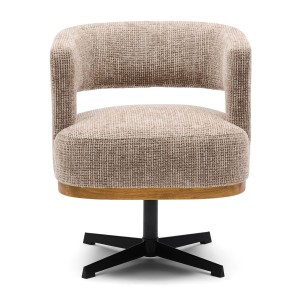 Krzesło Ceranova Swivel Dining Armchair, Tweed, Liver Grey Riviera Maison   