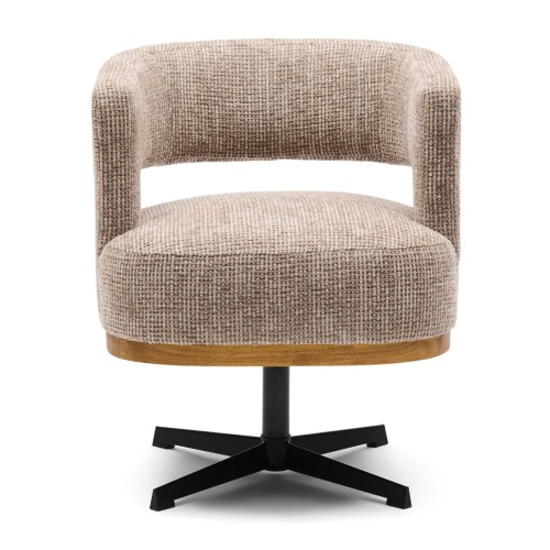 Krzesło Ceranova Swivel Dining Armchair, Tweed, Liver Grey Riviera Maison   