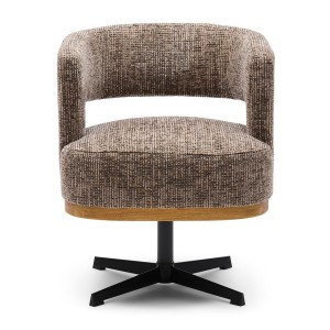 Krzesło Ceranova Swivel Dining Armchair, Tweed, Sepia Brown Riviera Maison   