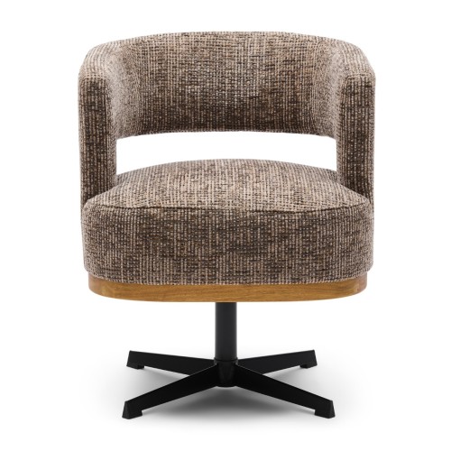 Krzesło Ceranova Swivel Dining Armchair, Tweed, Sepia Brown Riviera Maison   
