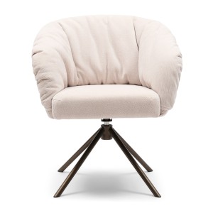 Krzesło Lugo Swivel Dining Armchair, Herringbone Linen, Soft Flax Riviera Maison    
