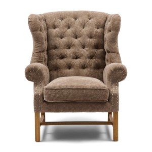 Fotel Franklin Park Wing Chair, Montmartre Weave, Warm Mushroom Riviera Maison 