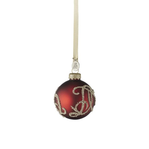 Bombka  świąteczna Monogram 6cm Lene Bjerre Czerwień