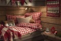 Zestaw pościeli Checked bed set cotton flannel, red/beige