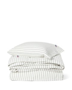 Zestaw pościeli Striped bed set cotton flannel, white/green/beige 200x200/50x70 x 2 Lexington   