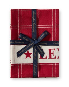 Ręcznik Jacquard kitchen towel cotton Lexington zestaw  2 szt Red/white