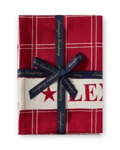 Ręcznik Jacquard kitchen towel cotton Lexington zestaw  2 szt Red/white