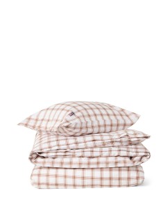 Zestaw pościeli  Checked Lyocell /cotton Pin Poi Lexington 200x200/50x70 x 2  white/fudge  