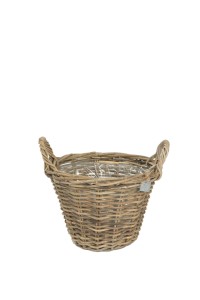 Okrągły kosz ratanowy slim z uchwytami 