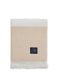 Pled Herringbone Striped Recycled Cotton Throw, Oat/White 130x170 Lexington