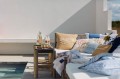 Pled Herringbone Striped Recycled Cotton Throw, Oat/White 130x170 Lexington